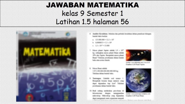 Jawaban Matematika kelas 9 Semester 1 Latihan 1.5 halaman 56