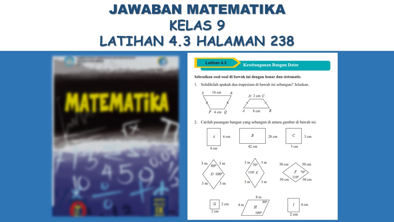 Kunci Jawaban Matematika Latihan 4.3 Halaman 238 Kelas 9 Bagian 2